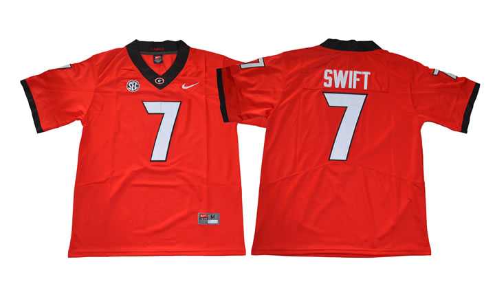 Georgia Bulldogs #7 D Andre Swift Red College Football Jersey